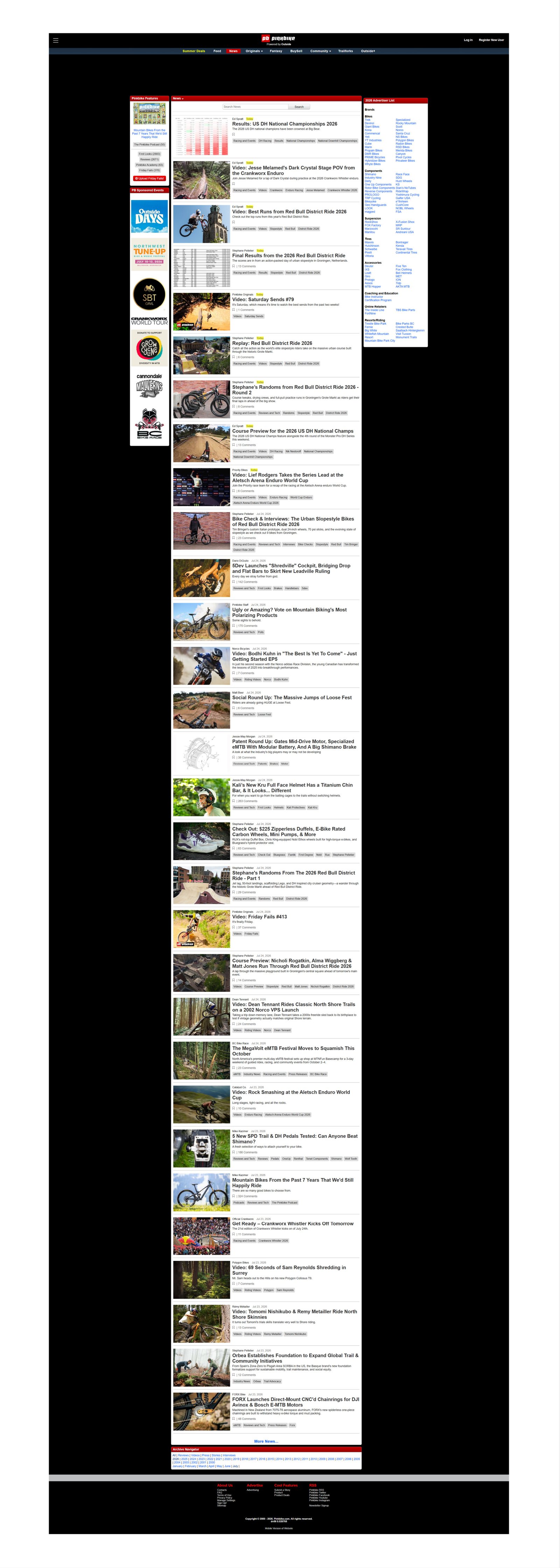 Pinkbike news page old