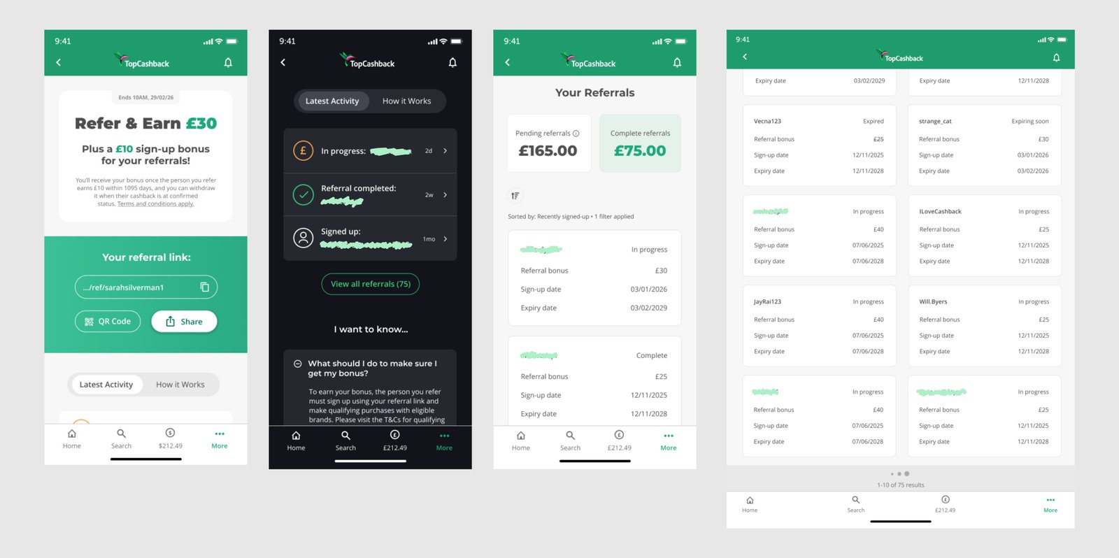 Refer and Earn designs for mobile and tablet